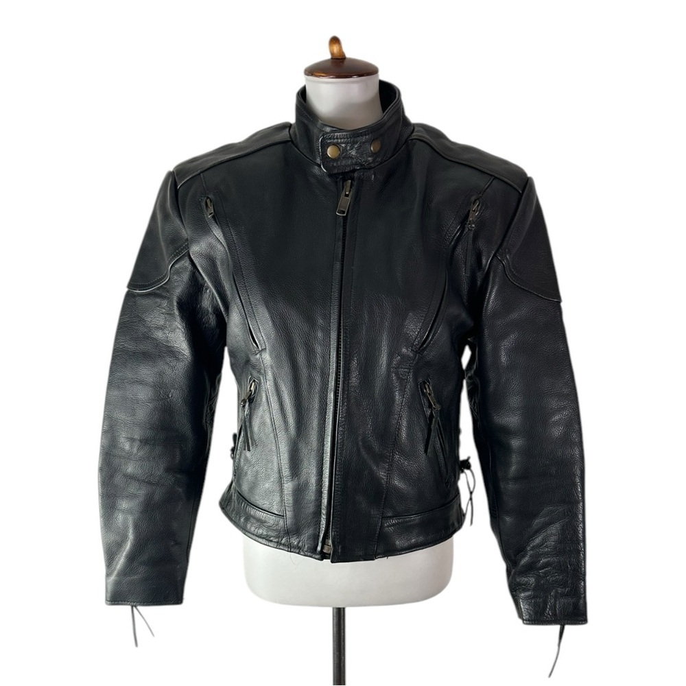 Leather King Women’s Black Bike Motorcycle Heavy Duty Jacket Size Small